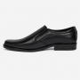 Pantofi bărbați negri din piele naturală slip-on cu textură fină PB2265ELN